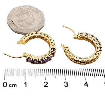 9ct Gold Tanzanite Hoop Earrings